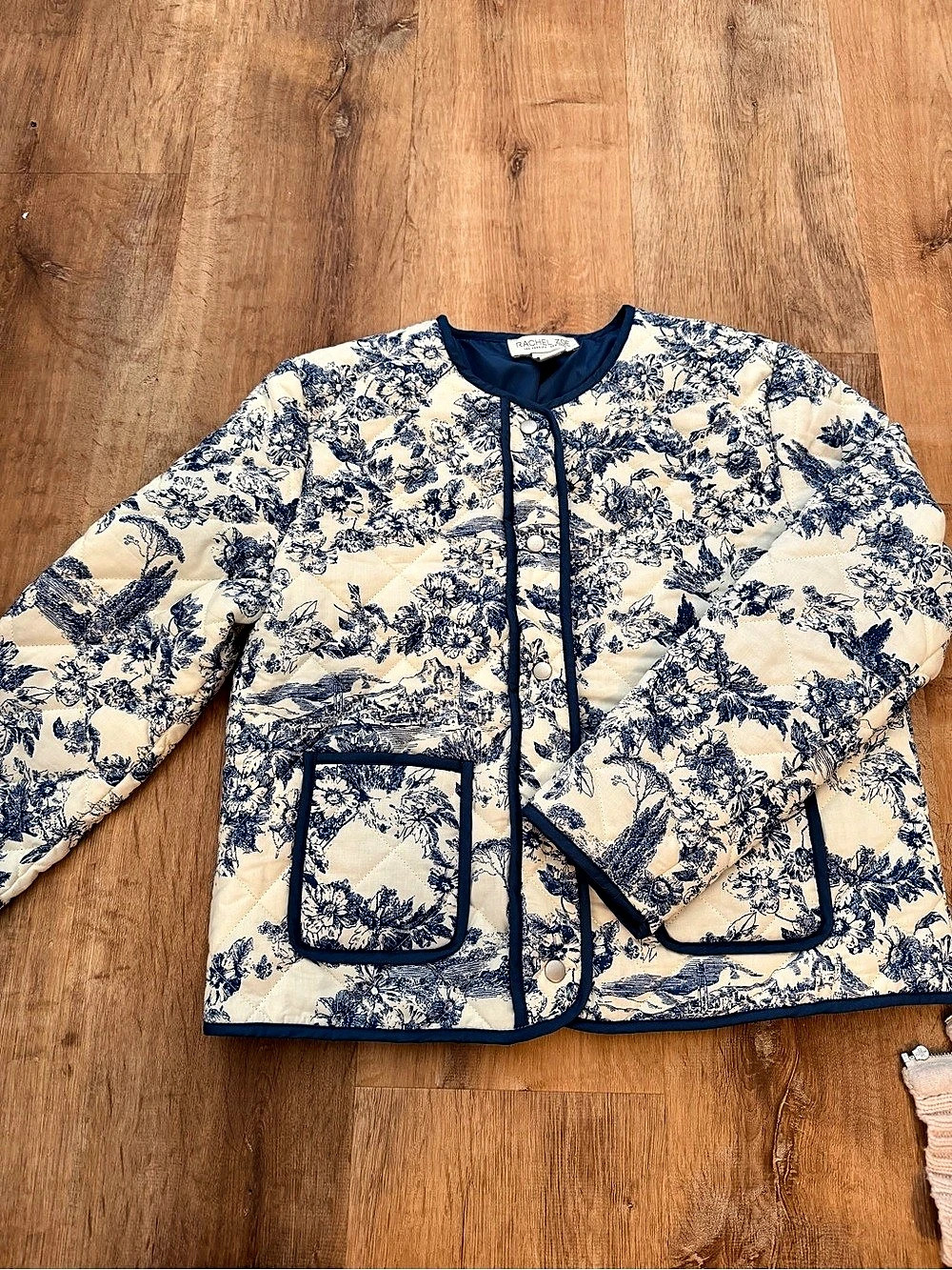 Rachel Zoe Floral Quilted Jacket in Blue & Cream Like New